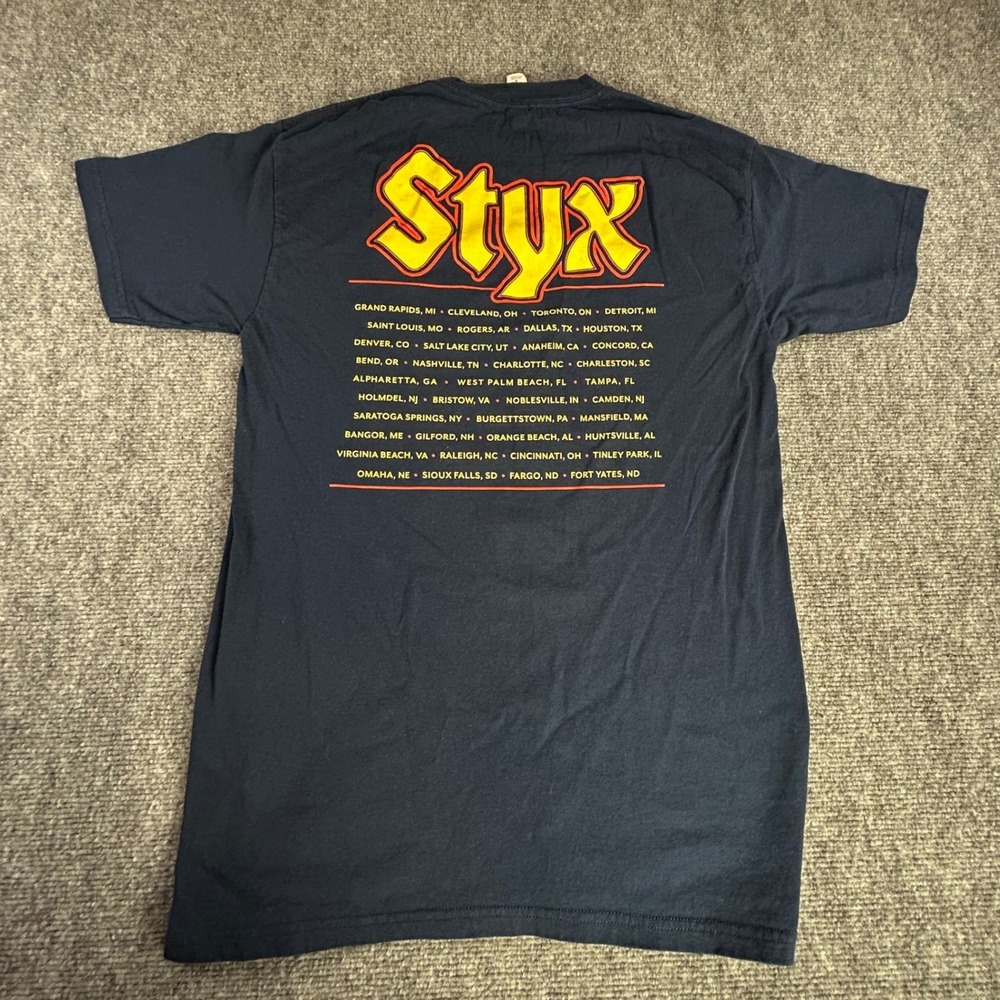 Styx Come Sail Away With Me Band Tour T-Shirt Navy Blue Mens Medium M&O Gold